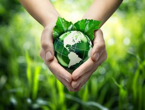 eco-friendly hands holding the earth