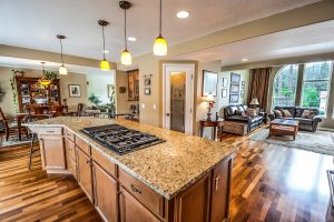 open kitchen and living room space