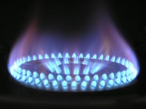 gas stove lit